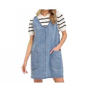 NEW STYLE USA overall denim mini dress in blue